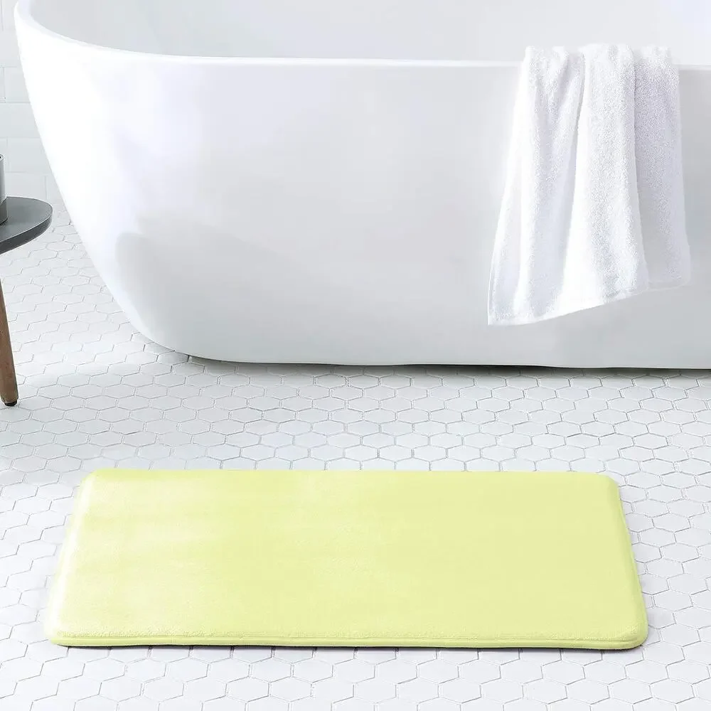 Walensee Extra Thick Memory Foam Bath Rug 24x36 Yellow Non-Slip Absorbent Mat